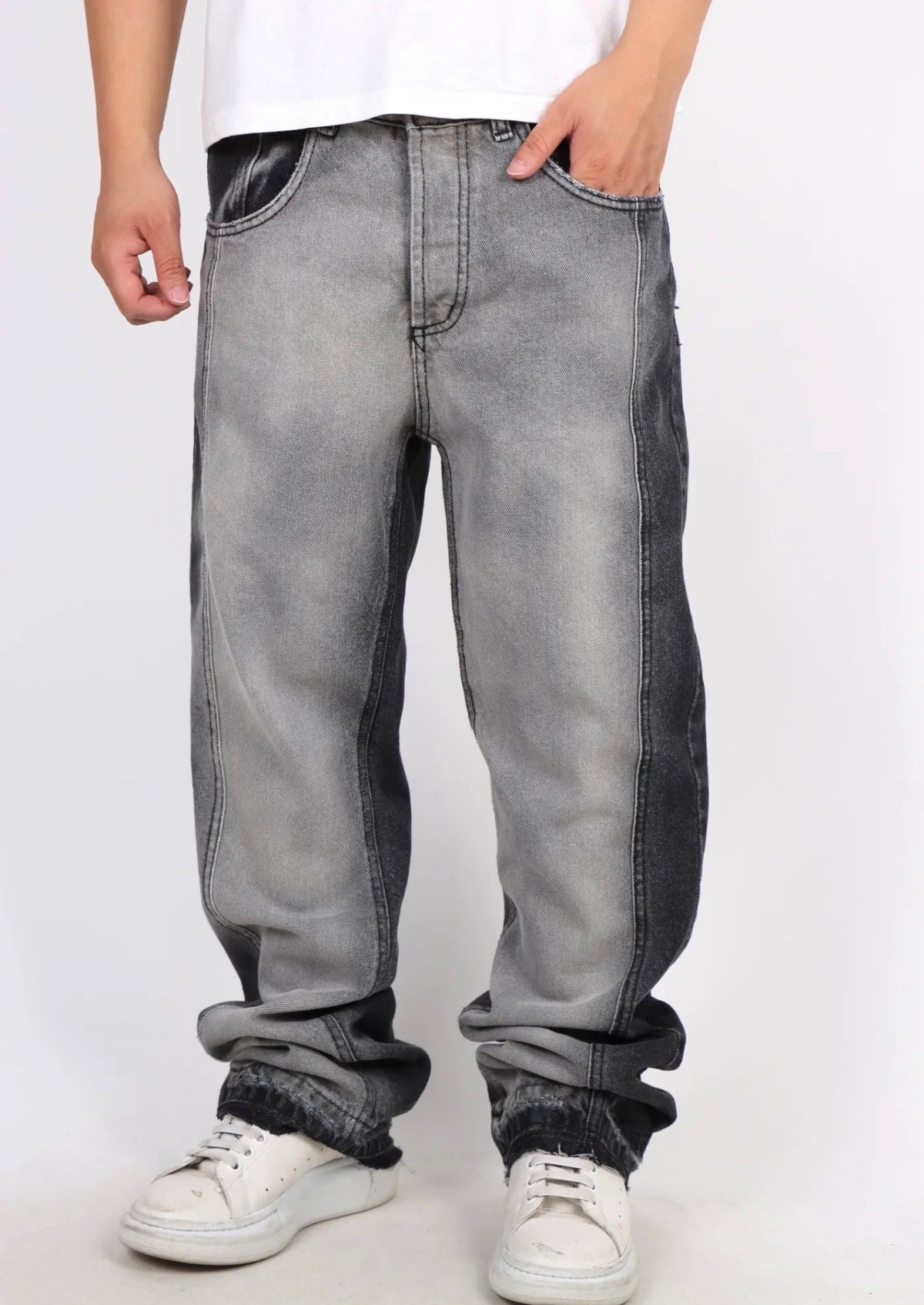 Jeans bicolore fumè