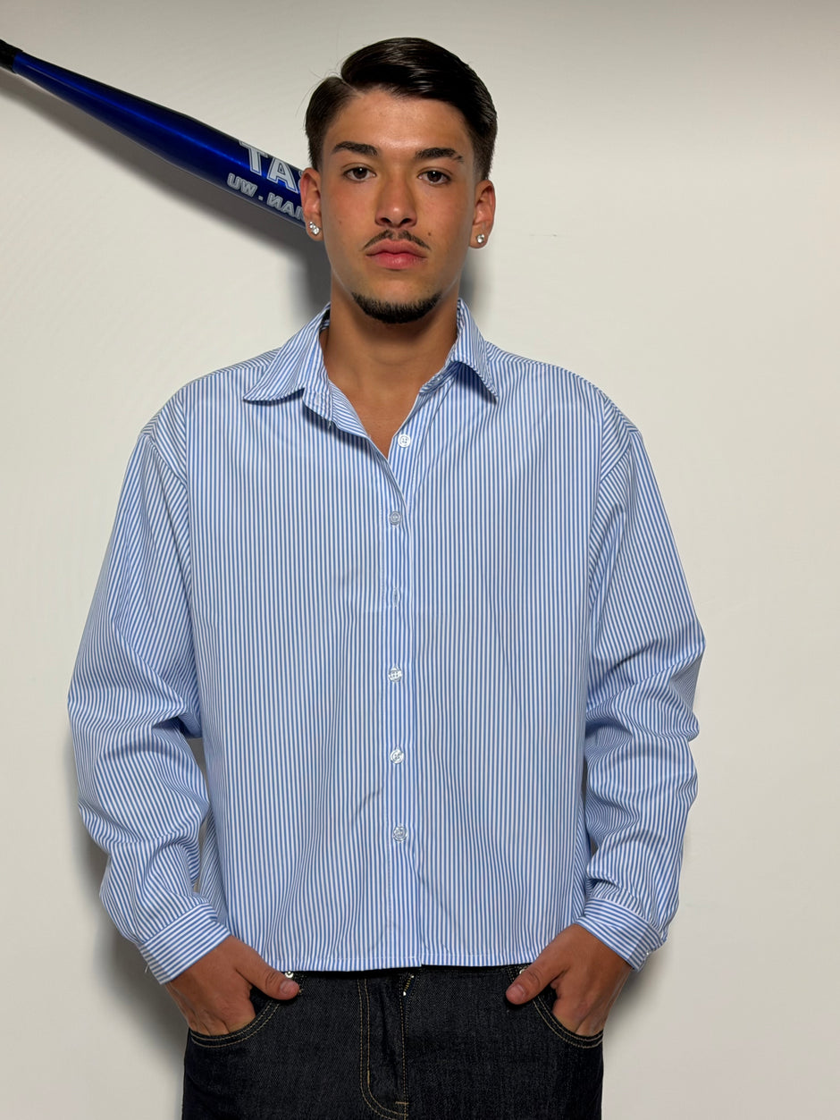 Camicia crop a righe