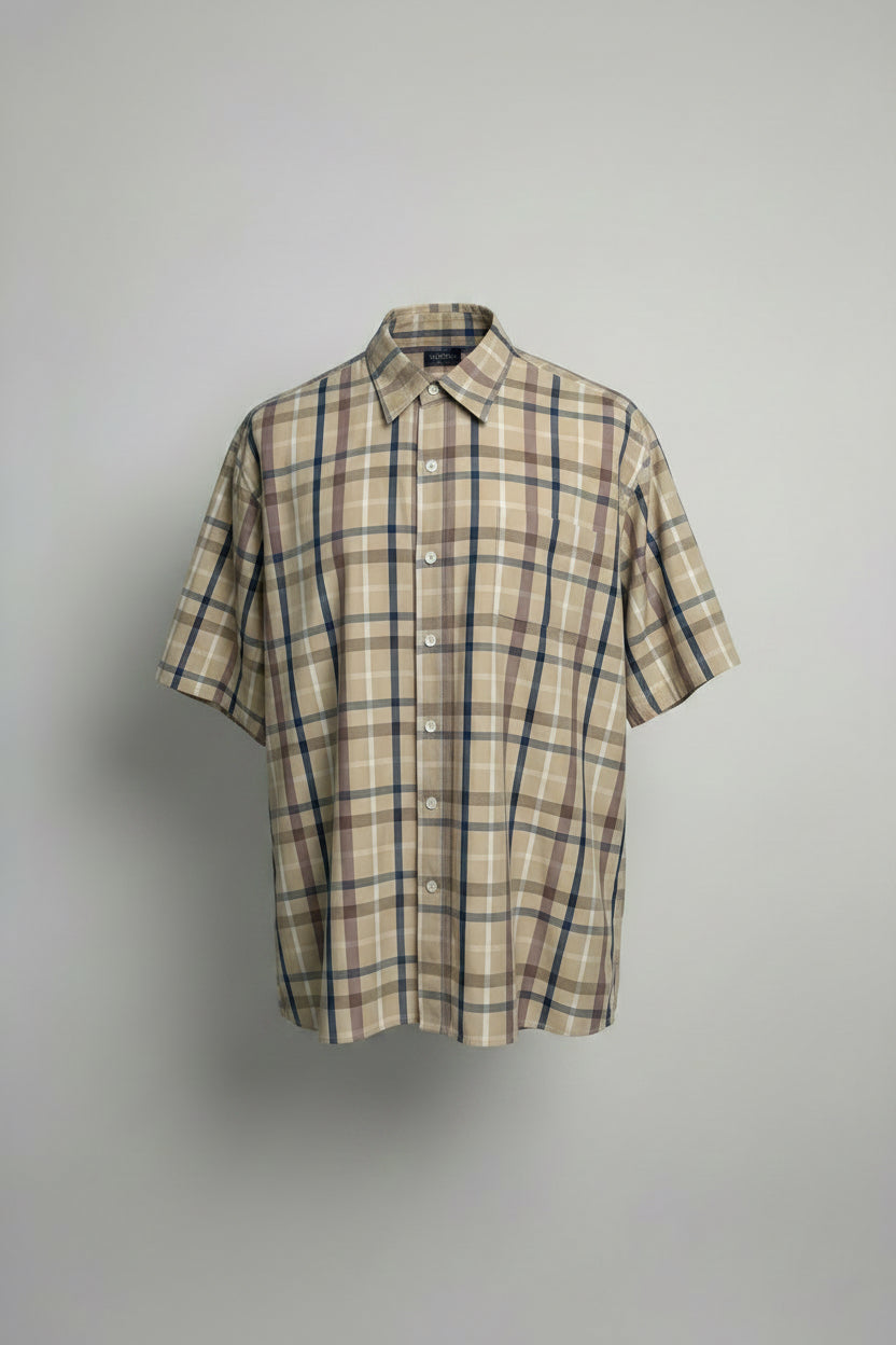 Camicia quadri beige