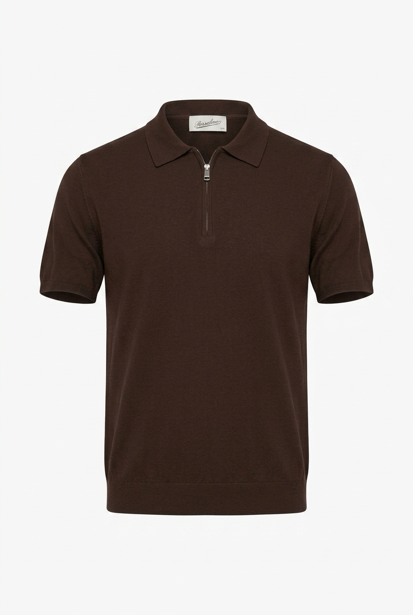 Polo mezza zip in filo