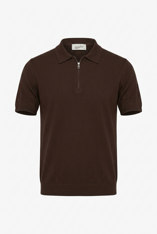 Polo mezza zip in filo
