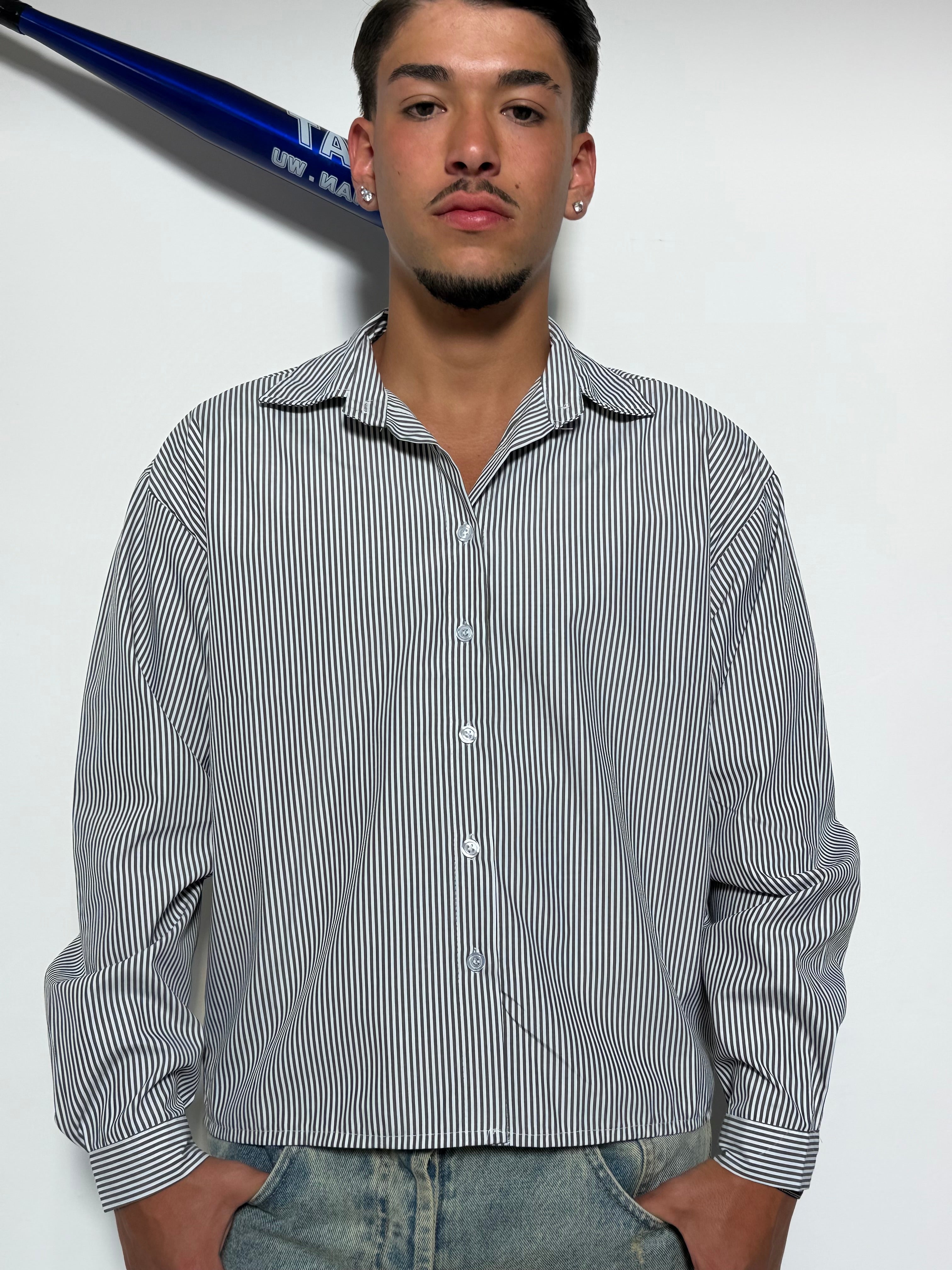 Camicia crop a righe