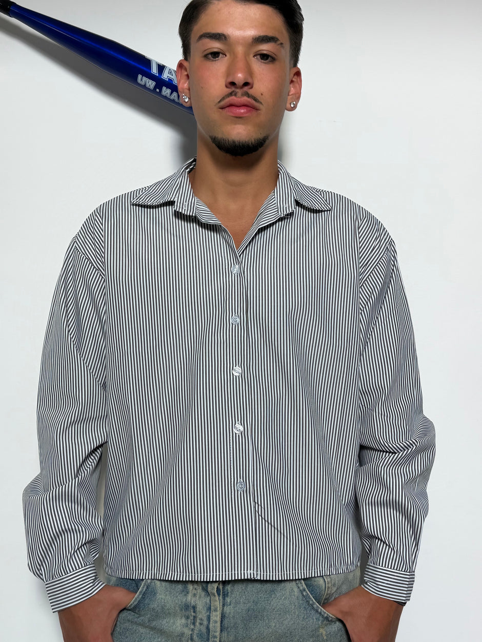 Camicia crop a righe